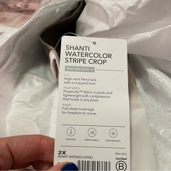 Athleta Shanti Watercolor Stripe Crop Top Tank Mortar Mushroom New Plus Size 2X - Picture 4 of 6